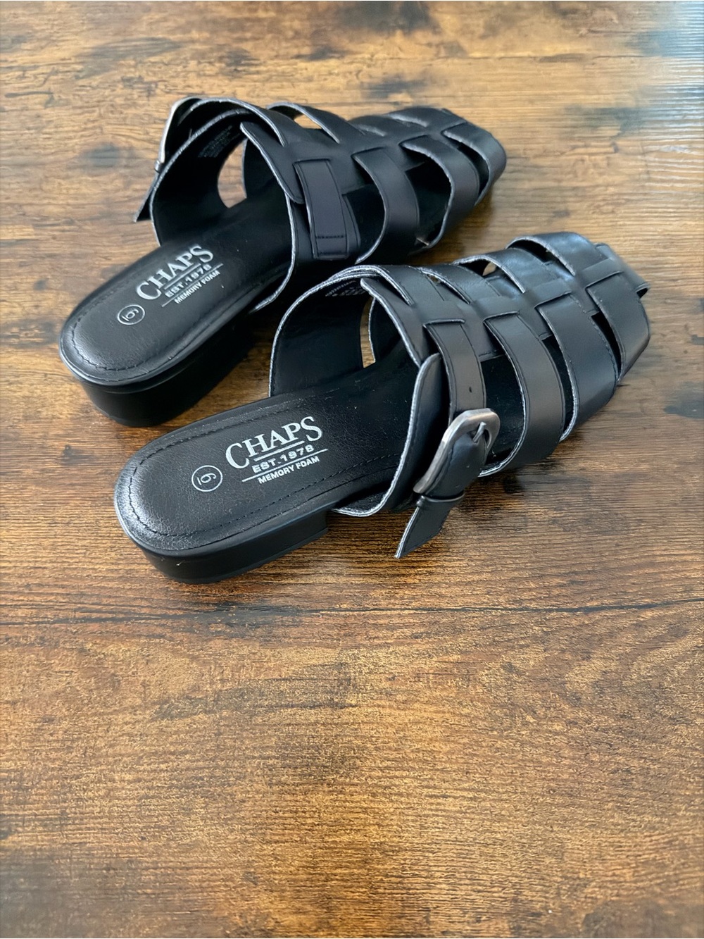 Chaps Women's Black Slide Sandals Women’s Size 6